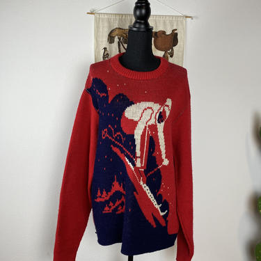 Vintage ALPS Crewneck Sweater “Skier” Mens L-XL Women’s Oversized 
