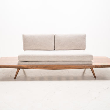 Mid Century Modern Sofa w/ Walnut Side Tables 
