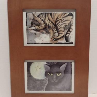 Signed Stacey Amos Cat Art Framed Prints Home Decor 10x15 
