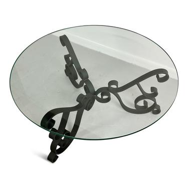 Mid Century Flamboyant Iron Scroll Cocktail Table