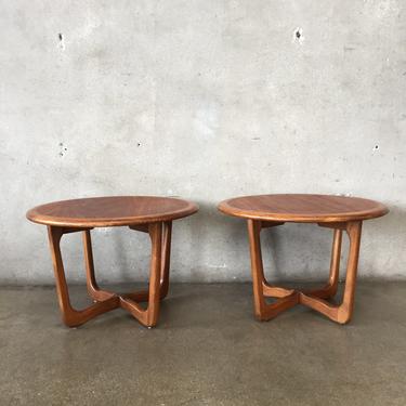 Pair of Lane Mid Century Circular Side Tables