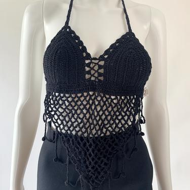 Black Crochet Triangle Bib