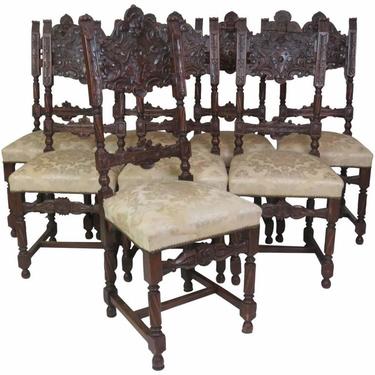 8 19thC Renaissance Style Dining Chairs