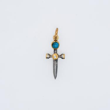 Petite Dagger Charm With Gemstone Accent