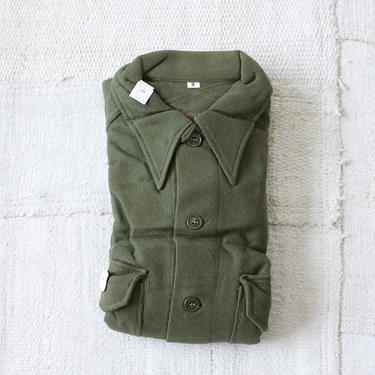 Vintage 50s Korean War Green Wool Field Shirt | S M | NOS Tags on | 