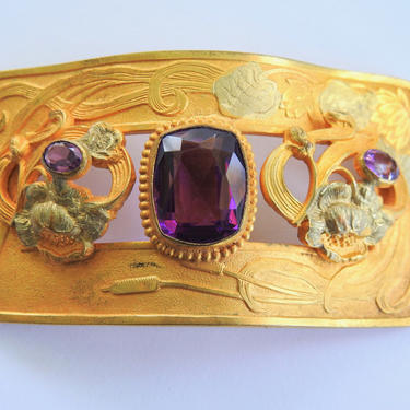 Antique Art Nouveau ,Open Set Purple Crystal Buckle 