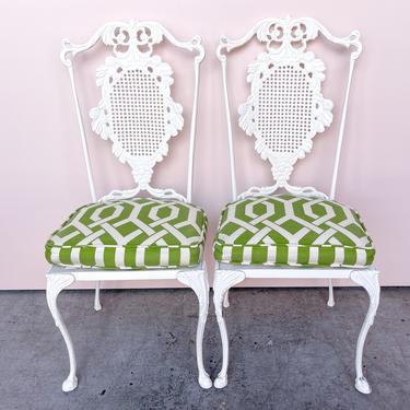 Pair of Palm Beachy Wrought Iron Chairs