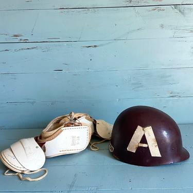 Vintage 1960's Austin High School Maroon Football Helmet, Pep Rally Helmet, Youth Shoulder Pads // Vintage Austin Texas History // Gift 
