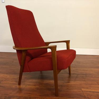 Teak High Back Vintage Lounge Chair 