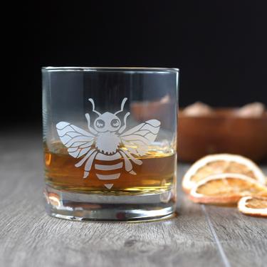 Honey Bee Cocktail Glasses - Highball or Lowball whiskey glassware 