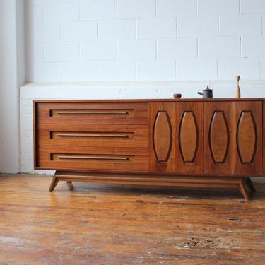 Restored Walnut Dresser with Sliding Doors by Young Manufacturing 