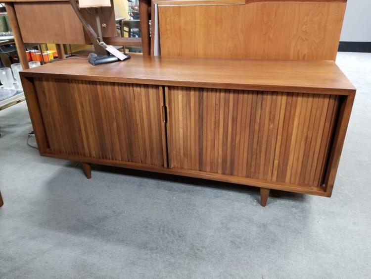 Mid-Century Modern low profile credenza with tambour doors