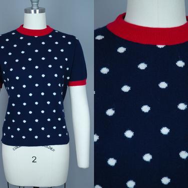 1960s Dotted Cashmere Sweater | Vintage 60s Short Sleeve Pullover | medium 