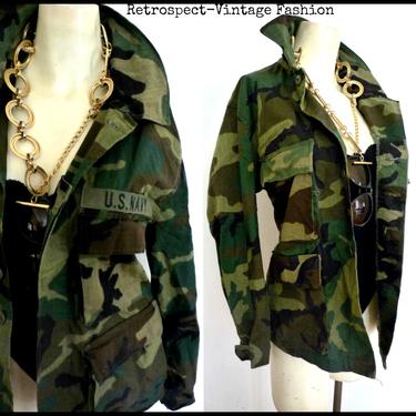 GRUNGE Vintage Camouflage army green fatigue JACKET //  hipster grunge dress jacket coat blazer Small 