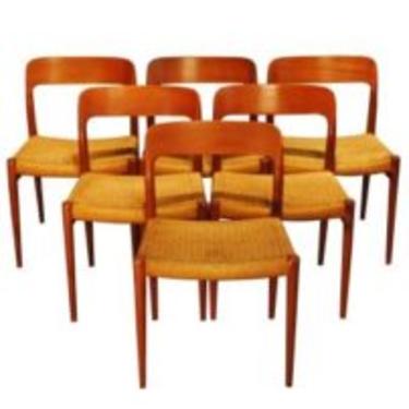 14309 Niels Otto Moller Designed Set of Six Model 75 Teak Dining Chairs, circa 1954 SOLD