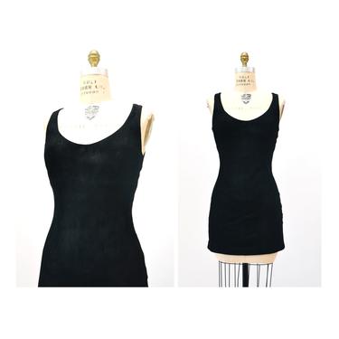 90s Vintage Black Suede Leather Dress Size Medium Micheal Hoban North Beach Leather Sleeveless Black Mini Leather Dress Size Medium Suede 