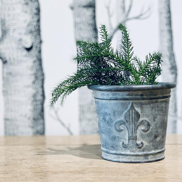 Small French Planter | Fleur De Lis Planter | French Metal Planter | Small French Pot | Zinc Pot | Rustic French Style | Industrial French 