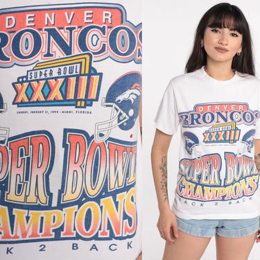Denver Broncos Shirt 1999 Super Bowl Shirt Superbowl XXXIII T Shirt Football Tee 90s NFL Sports Vintage Extra Small xs 
