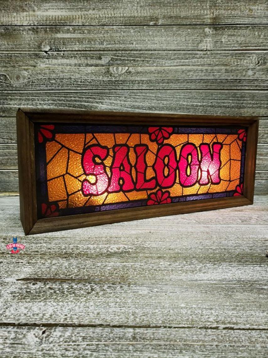 Vintage Saloon Bar Light, Vintage Western Bar Sign, Saloon