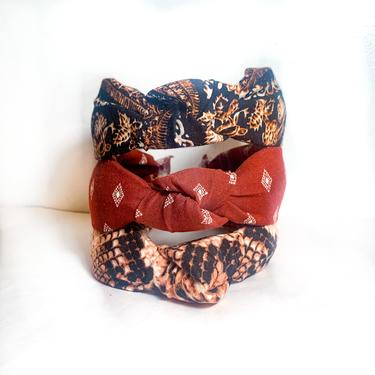 Maroon Diamond Top Knot Headbands - Autumn  / Burgundy  / Red  / boho    /  knotted Woman's 