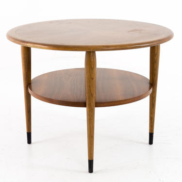 Lane Acclaim Mid Century Two Tier Round Side End Table - mcm 