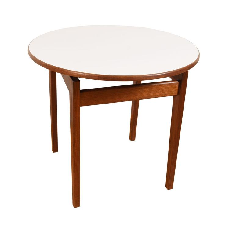 Jens Risom Mid-Century Walnut Round Tall Accent / Coffee Table