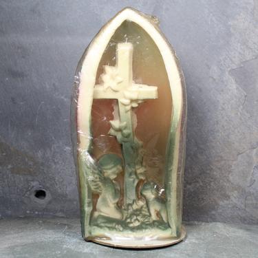 RARE GURLEY Easter Candle with Angel, Lamb & Cross - 1950s Vintage Gurley Candle - Vintage Easter Candle in Original Package 