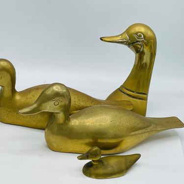 Vintage Brass Mallard Duck Bookend, Door Stop or Paper Weights- Set of 4 