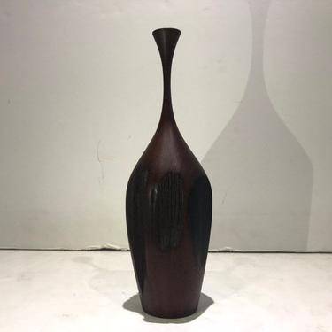 Turned Wood Blackbean Modernist Vase Signed Ian Cameron Mid Century Modern 