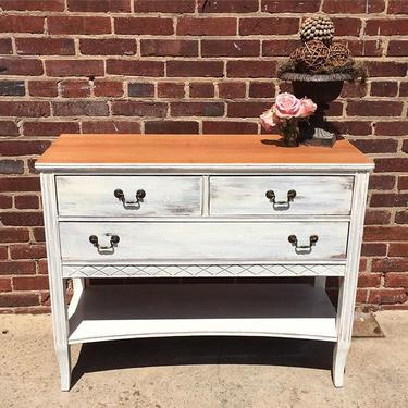 Small painted dresser with natural wood top- great baby changing station