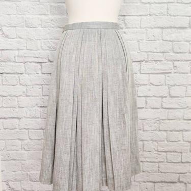 Vintage Grey Wool Pleated Skirt // A-Line High Waisted 