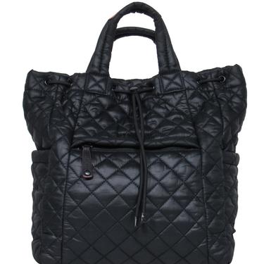 MZ Wallace - Black Quilted Nylon Drawstring Backpack