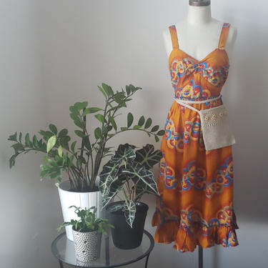 Handmade Festival Bohemian Printed Midi Dress| Vintage Summer Dress 
