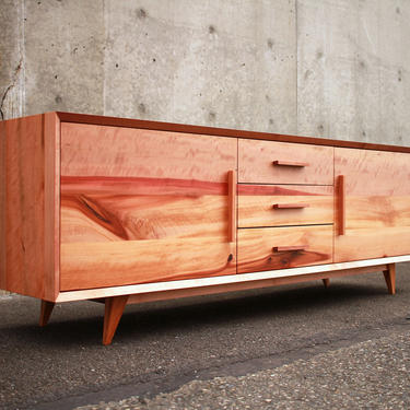 Hein Modern Console WITH DRAWERS, Modern Media Console with Drawers, Modern Wood Console (Shown in Madrone) 