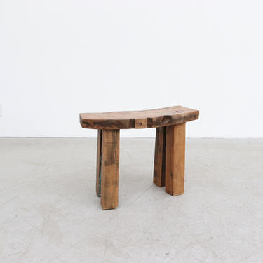 Heavy Nakashima Style Side Table or Stool with Live Edge Top