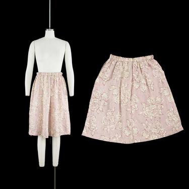 Vintage 1990's Purple Rose Print Skirt - Lavender - Cotton Boho Skirt - Skater - Elastic Waist - Small / Medium - Fairy Kai - Spring Summer 