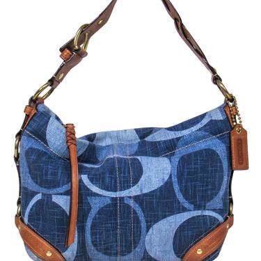 Coach - Chambray Monogram Print Shoulder Bag w/ Leather Trim