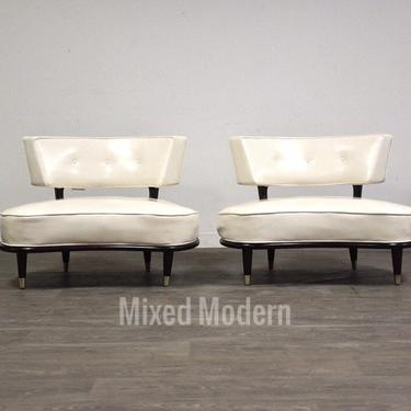 Italian Style White Oversized Lounge Chairs- a Pair 