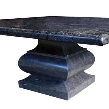 An Impressive Carved Belgian Bluestone Square Dining/Center Table with Robust Baluster-form Base
