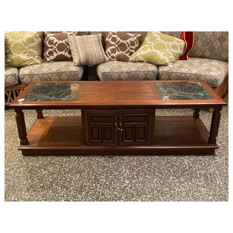 1970s marble top coffee table 60” long / 20” wide / 17.5” height 