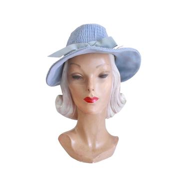 STUNNING 1940s Pale Blue Fedora - 1940s Womens Fedora - 1940s Blue Fedora - 1940s Baby Blue Fedora - Vintage Womens Fedora - 1940s Blue Hat 