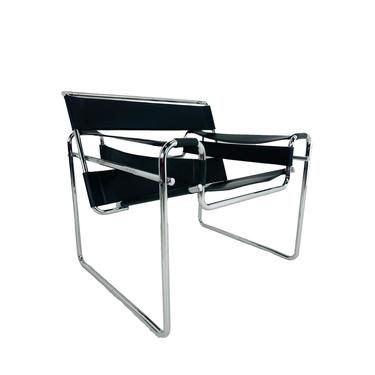 #6070 Black Leather Wassily Chair