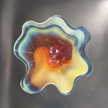 Thomas Maras Northern Lights Signed Art Glass Bowl Centerpiece 