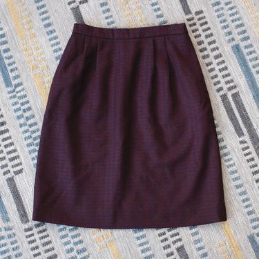 Vintage 1990s Mini Skirt -  Burgundy Check High Waist Sexy Pencil Skirt with Pockets - XS 