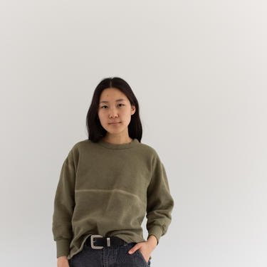 Vintage French Faded Olive Green Sweatshirt | Cozy Fleece | 70s Made in France | FS003 | S | 