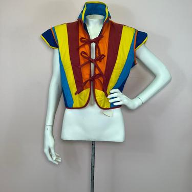 Vtg 1980s rainbow cotton reversible futuristic vest 
