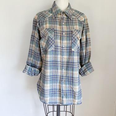 Vintage 1970s Pendleton Wool Plaid Flannel Shirt / Shaket // men's M 