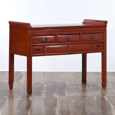 Asian Altar Style Red Console Table