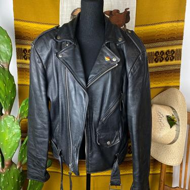 Vintage Wilson Leathers Black Leather Motorcycle Jacket Men’s Medium 