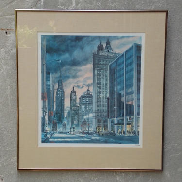 Chicago Limited Edition Mid Century Serigraph by R Addison 